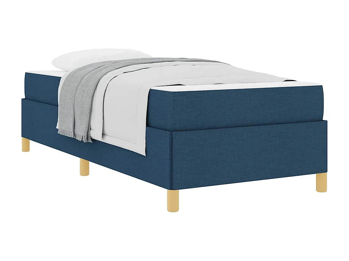 Lit à ressorts avec matelas Bleu et Blanc 90 x 190 cm tissu