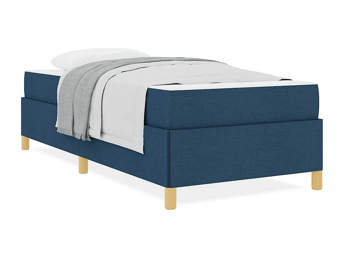 Lit à ressorts avec matelas Bleu et Blanc 90 x 190 cm tissu