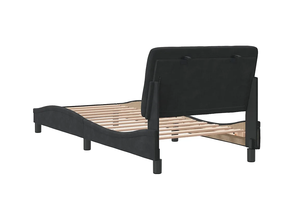 Struttura letto senza materasso nero 90x190 cm velluto