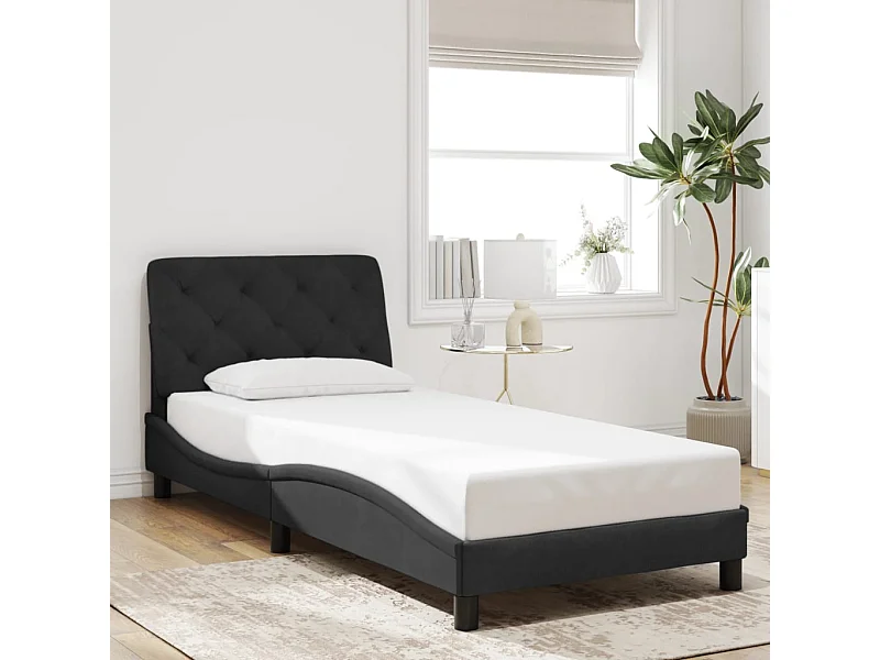 Struttura letto senza materasso nero 90x190 cm velluto