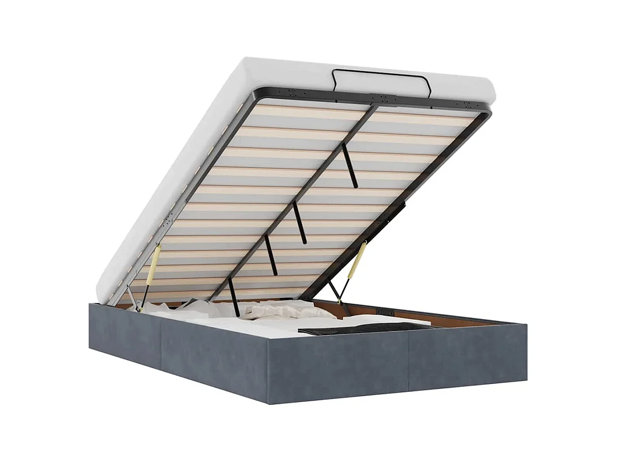 Ottomaanse bedframe zonder matras donkergrijs 120x200 cm fluweel