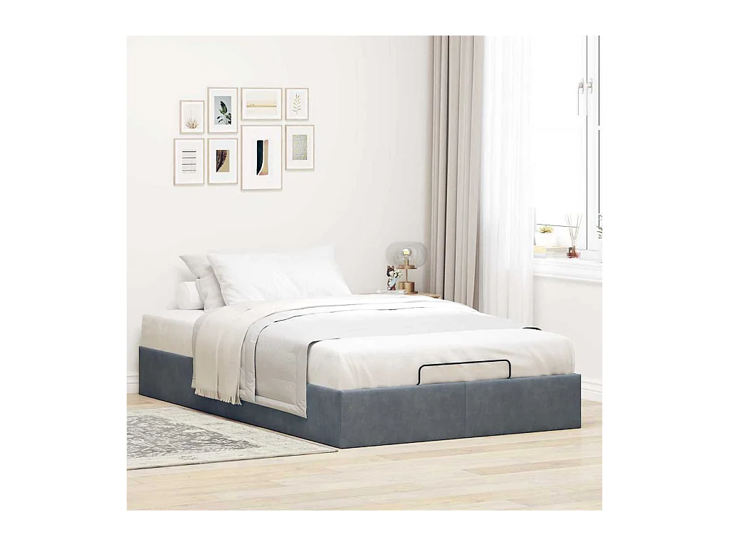 Ottomaanse bedframe zonder matras donkergrijs 120x200 cm fluweel