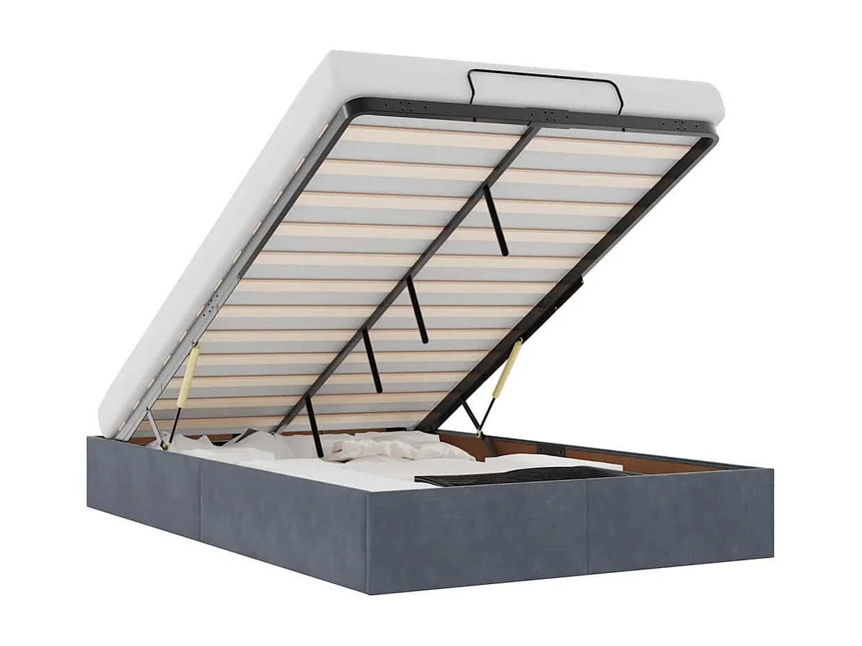 Ottomaanse bedframe zonder matras donkergrijs 120x200 cm fluweel