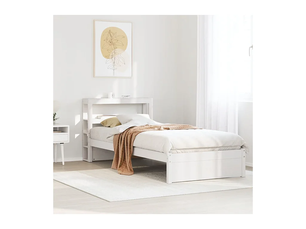 Struttura letto con testiera senza materasso bianco 75x190 cm
