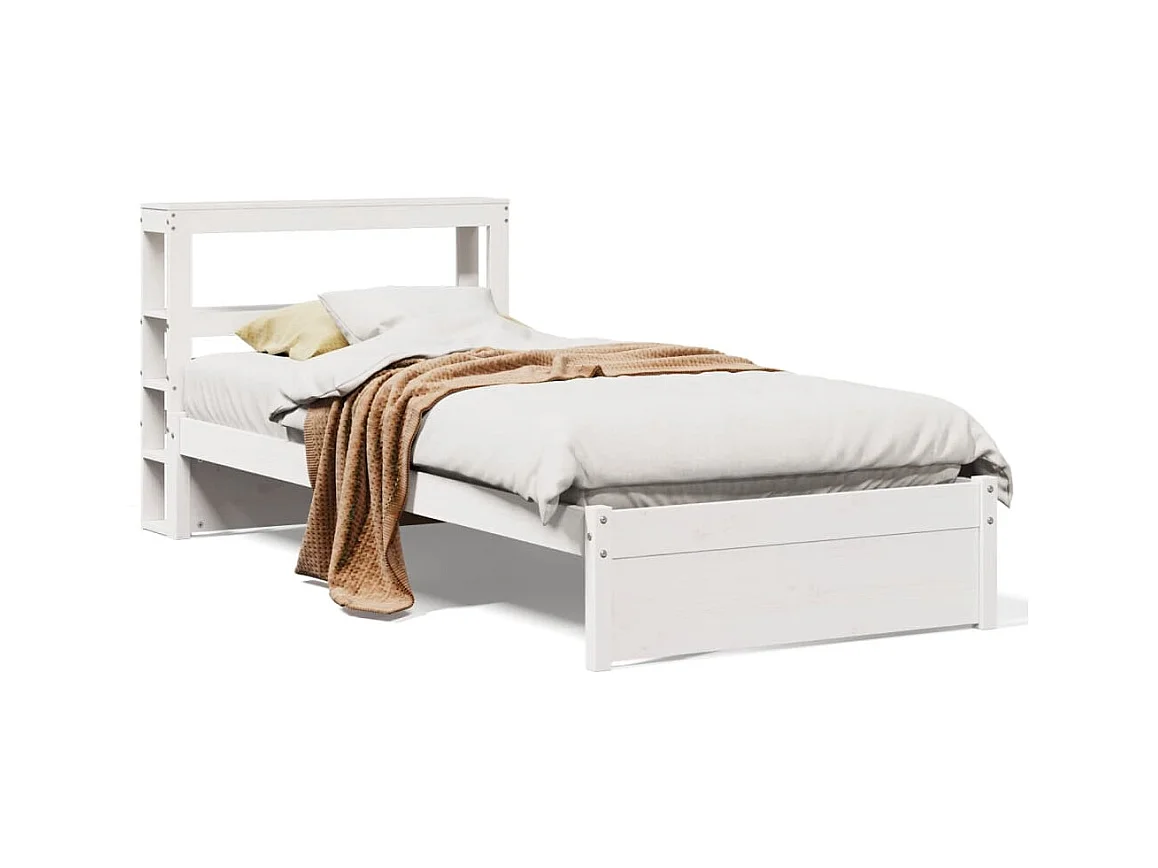 Struttura letto con testiera senza materasso bianco 75x190 cm