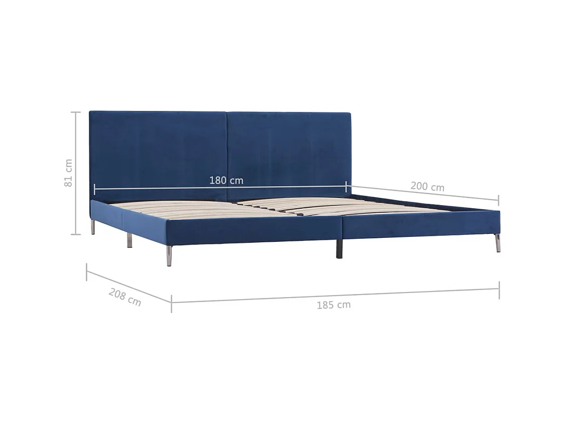 Bedframe zonder matras blauwe stof 180x200 cm