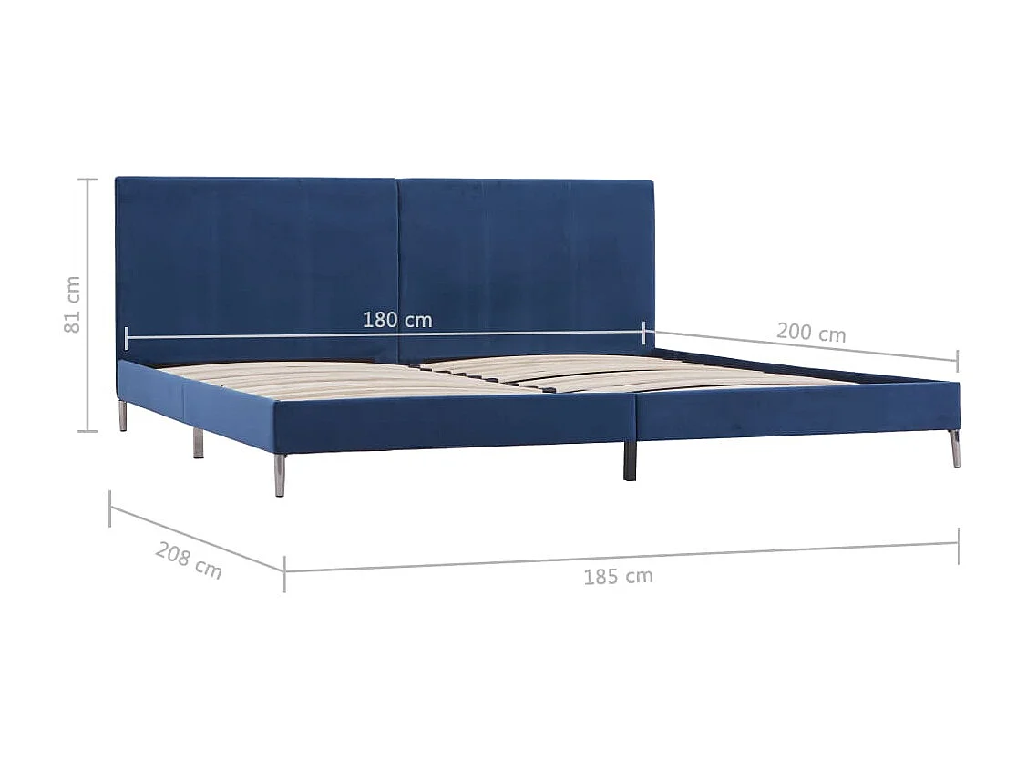 Estructura de cama sin colchón tela azul 180x200 cm
