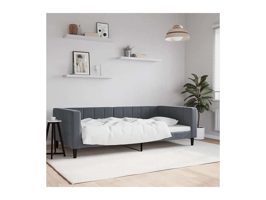 Divano letto senza materasso grigio scuro 100x200 cm velluto