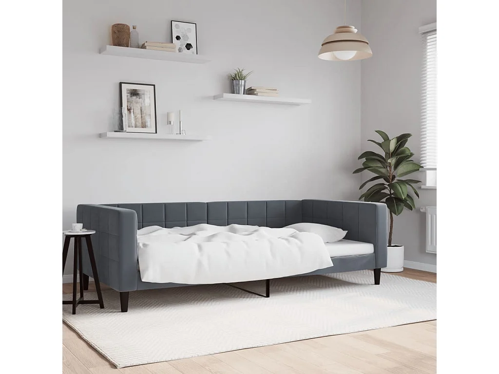 Lit de repos sans matelas gris foncé 100x200 cm velours