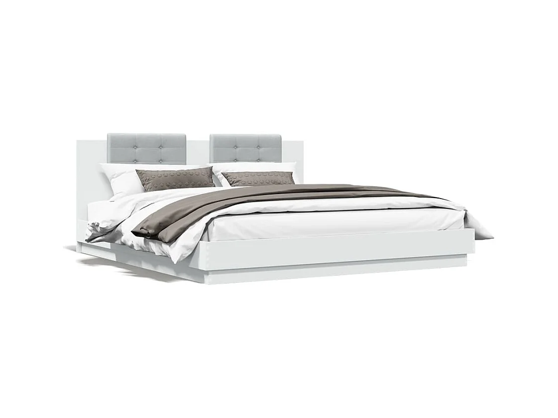 Bedframe met LED zonder matras wit 180x200 cm