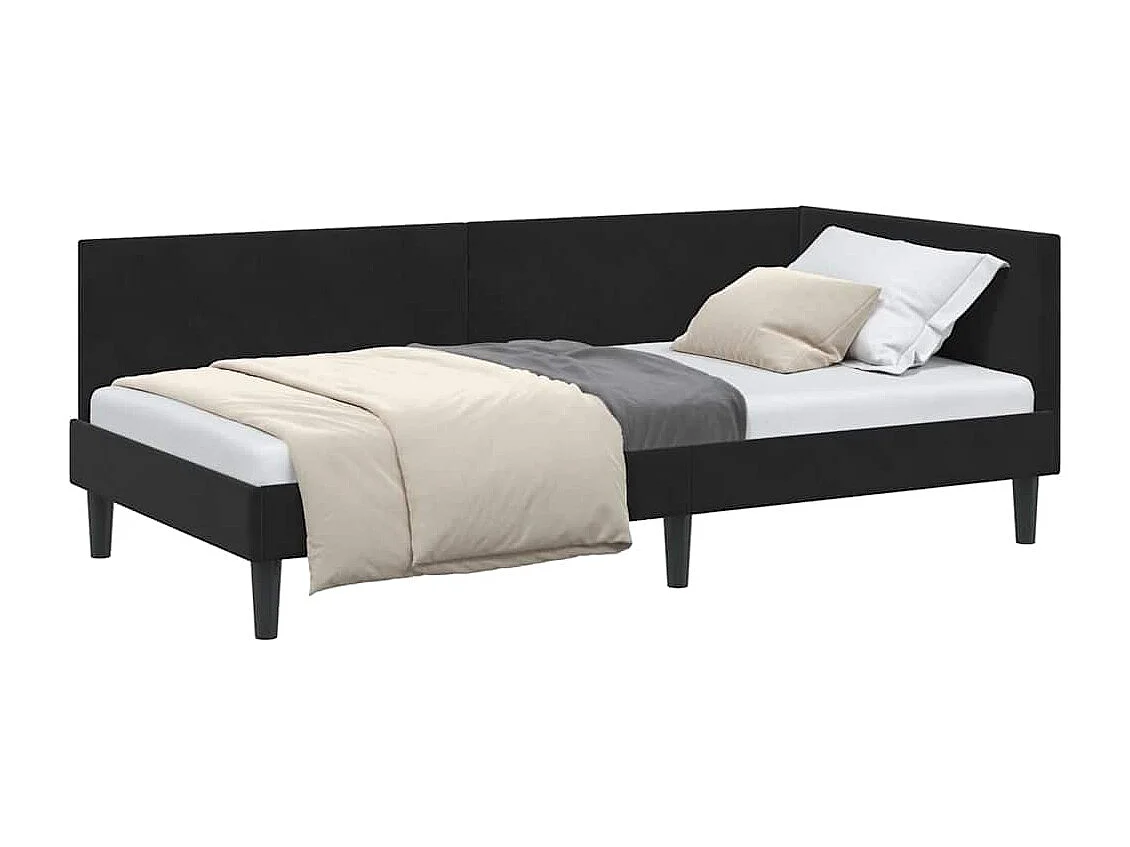 Otra estructura de cama esquinera con cabecero negro 100 x 200 cm