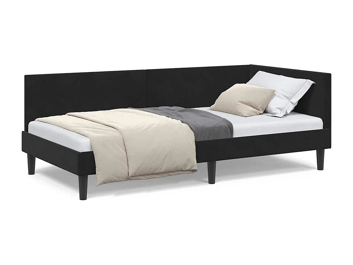 Otra estructura de cama esquinera con cabecero negro 100 x 200 cm