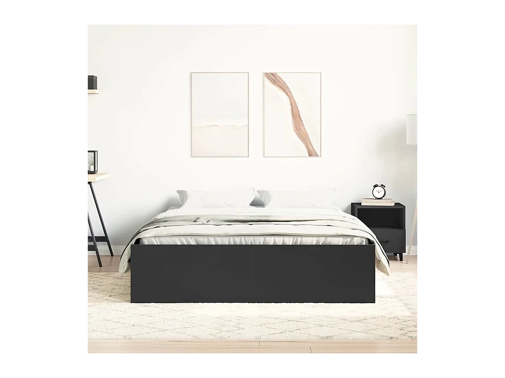 Cadre de lit sans matelas noir 120x190 cm