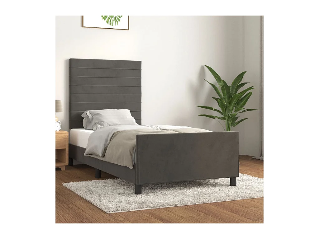 Struttura letto grigio scuro senza materasso 90x190 cm velluto