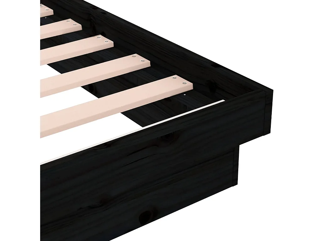 Estructura de cama sin colchón de madera maciza negra 120x200 cm