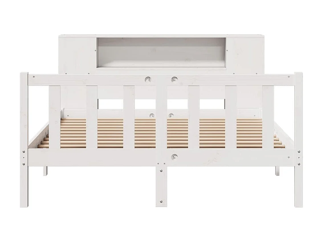 Lit bibliothèque sans matelas blanc 160x200 cm bois pin massif