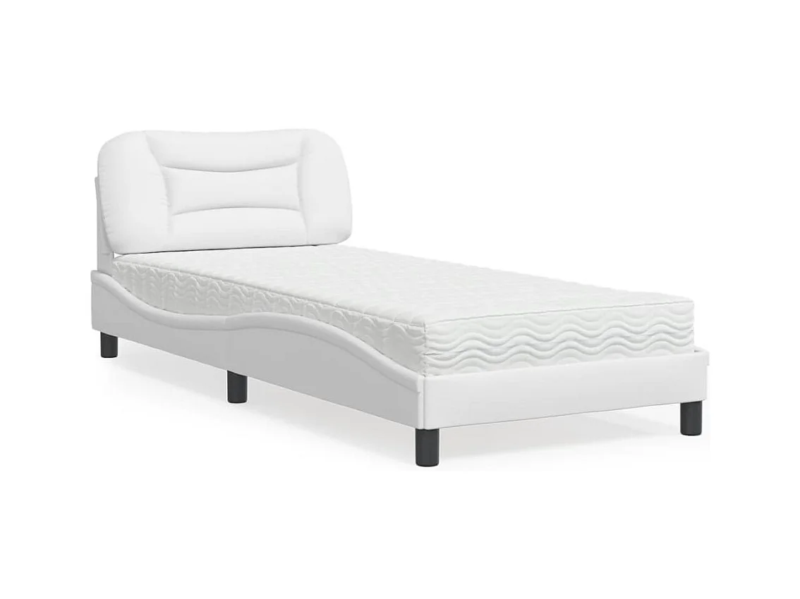 Cama con colchón blanco 90x190 cm símil piel