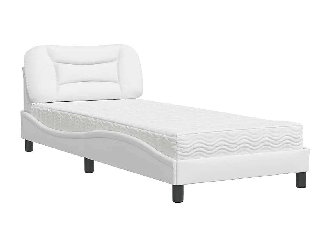 Lit avec matelas blanc 90x190 cm similicuir