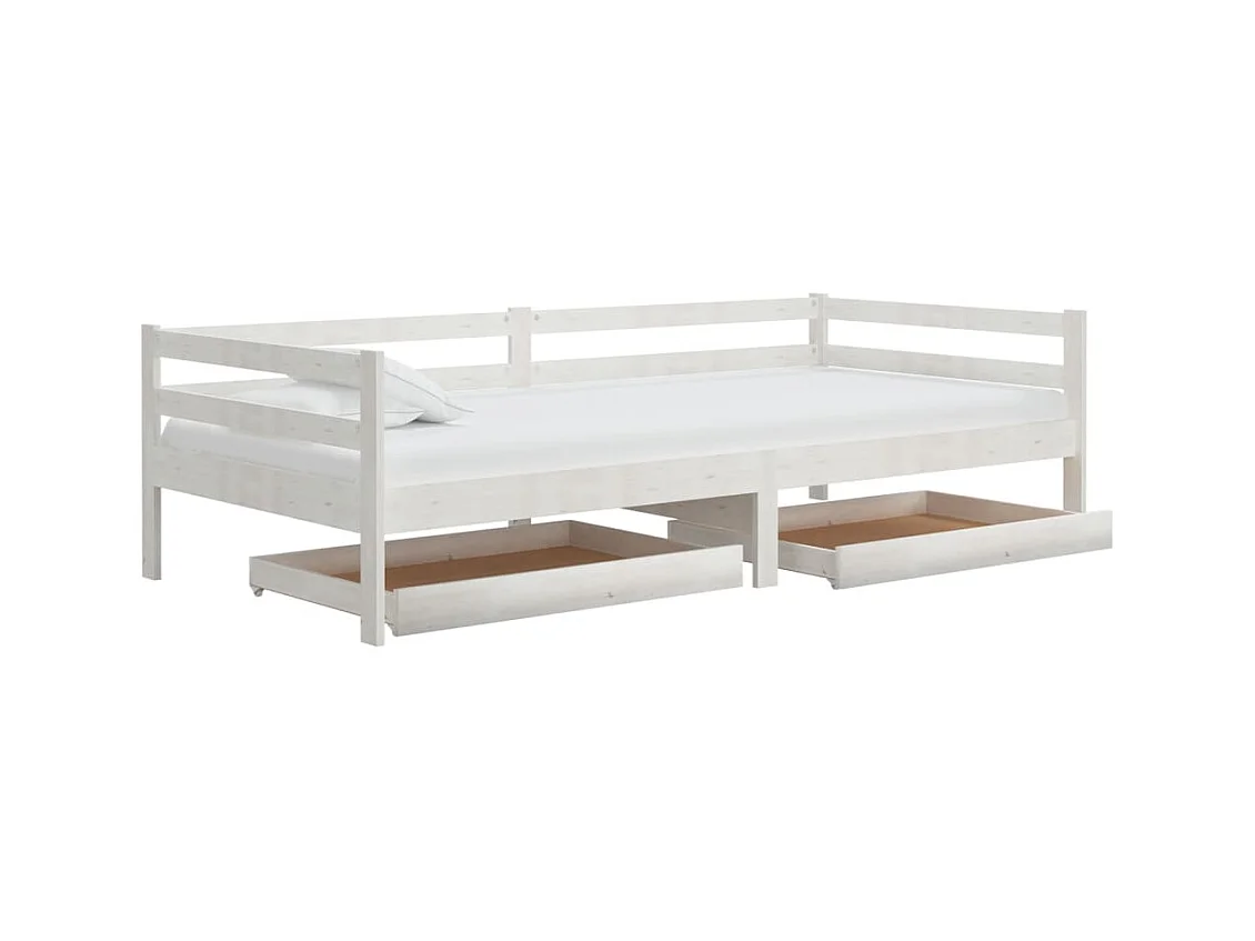 Lit de jour sans matelas avec tiroirs 90x200 cm blanc