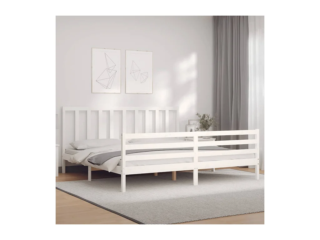 Bedframe zonder matras wit 200x200 cm massief grenenhout
