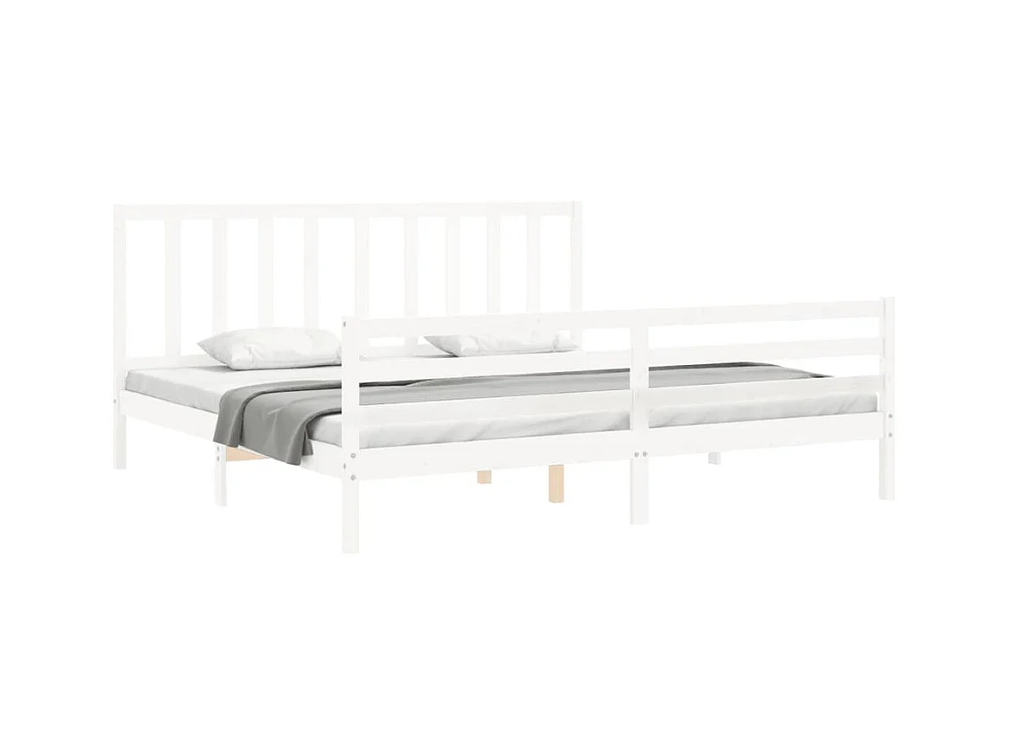 Bedframe zonder matras wit 200x200 cm massief grenenhout