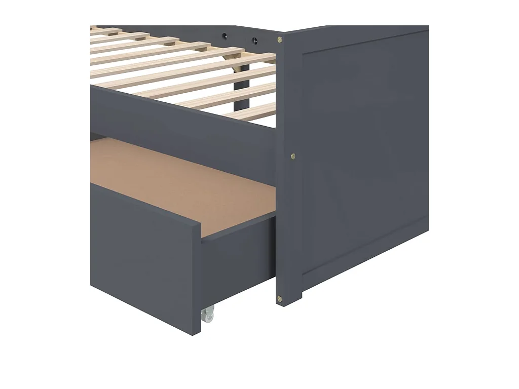 Donkergrijs bedframe zonder matras, massief grenenhout, 90x200cm