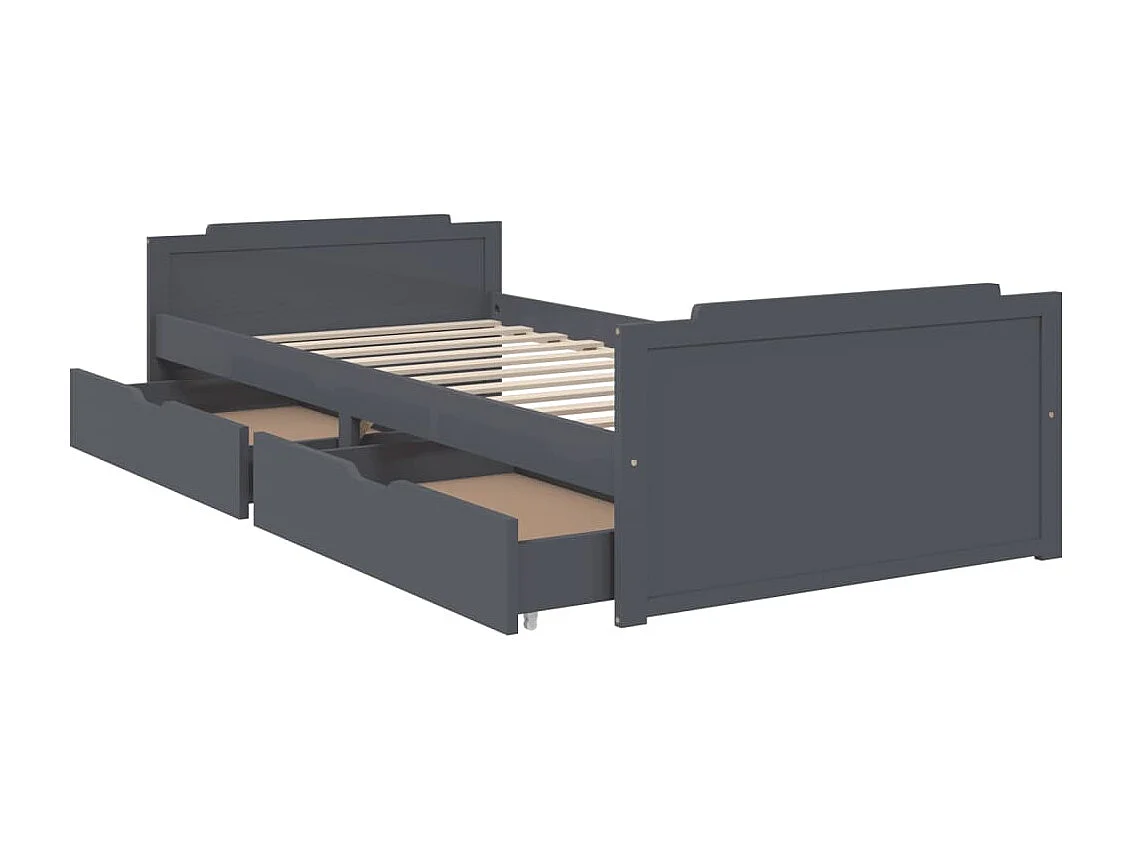 Donkergrijs bedframe zonder matras, massief grenenhout, 90x200cm