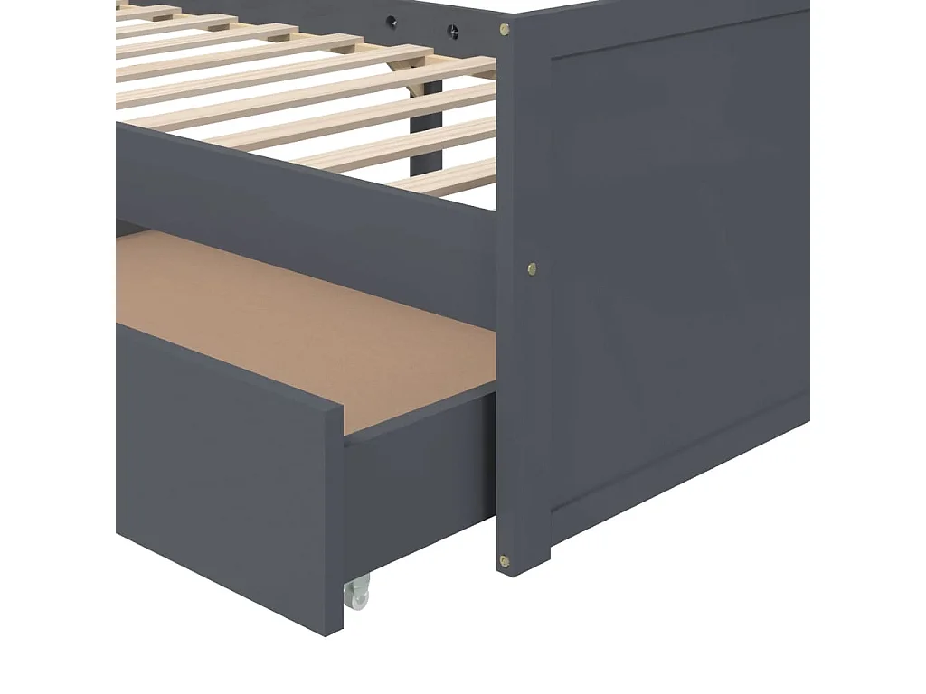 Donkergrijs bedframe zonder matras, massief grenenhout, 90x200cm