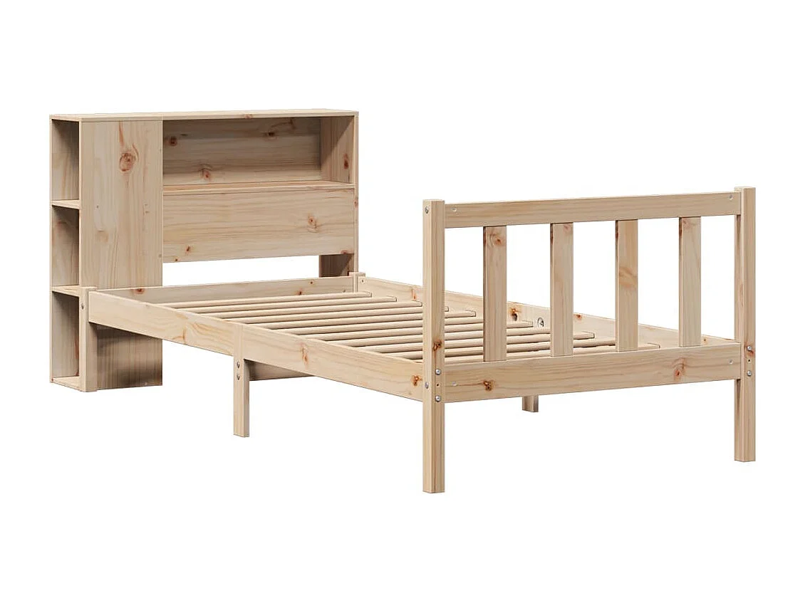 Letto a libreria senza materasso 100x200 cm in legno massello di pino