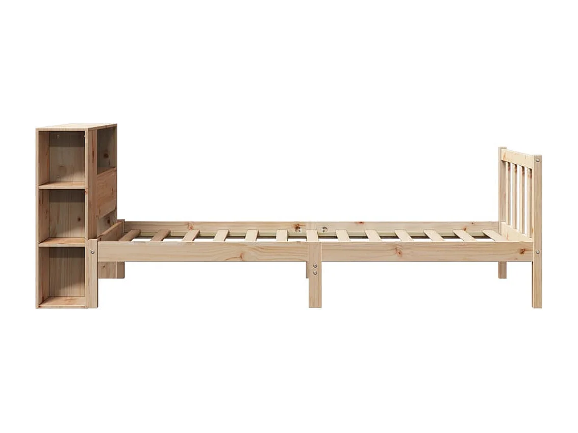 Letto a libreria senza materasso 100x200 cm in legno massello di pino