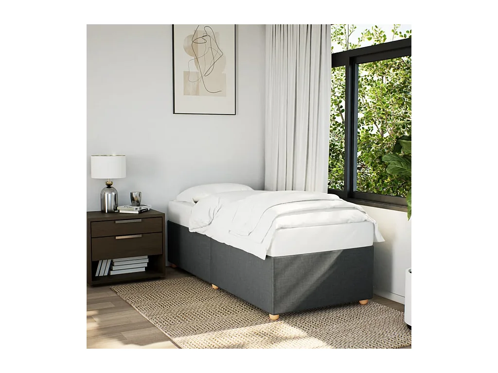Struttura letto senza materasso tessuto grigio scuro 100x200 cm