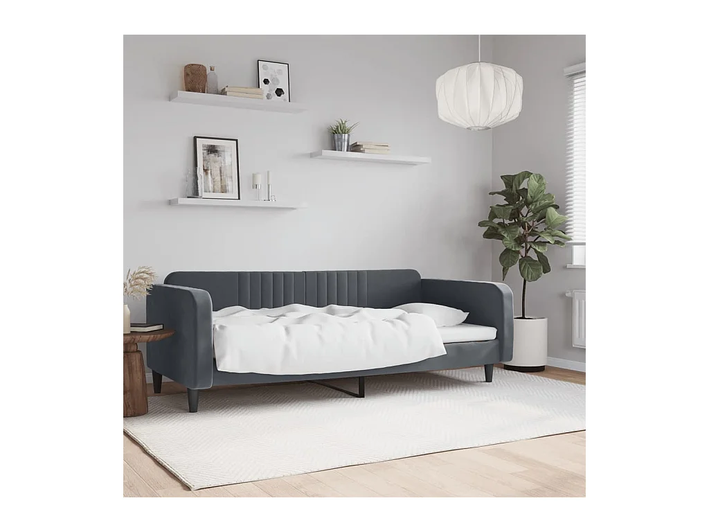 Lit de repos gris foncé 90x190 cm velours