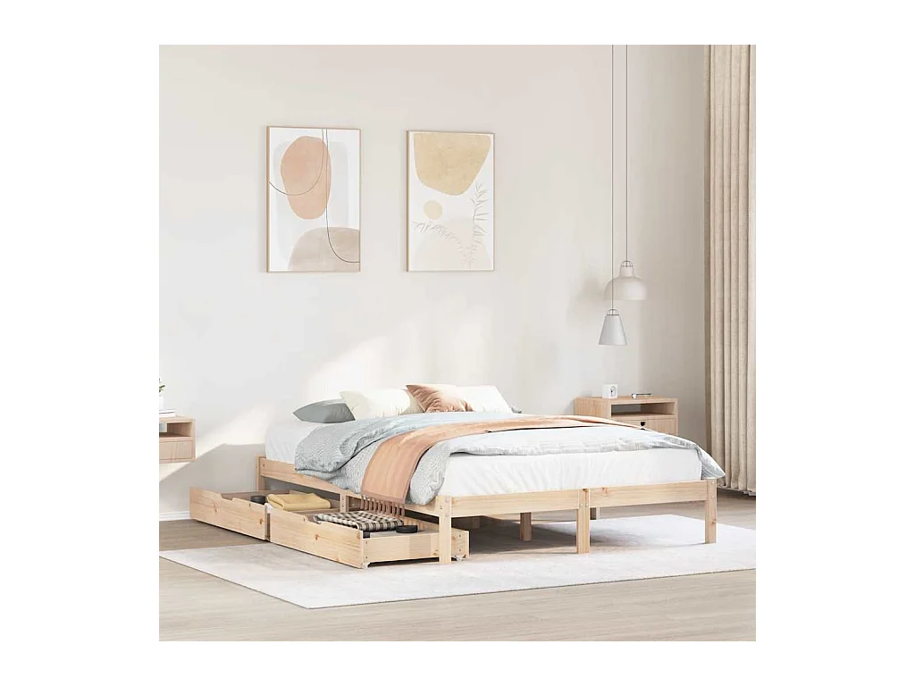 Estructura de cama sin colchón 160x200 cm madera maciza de pino