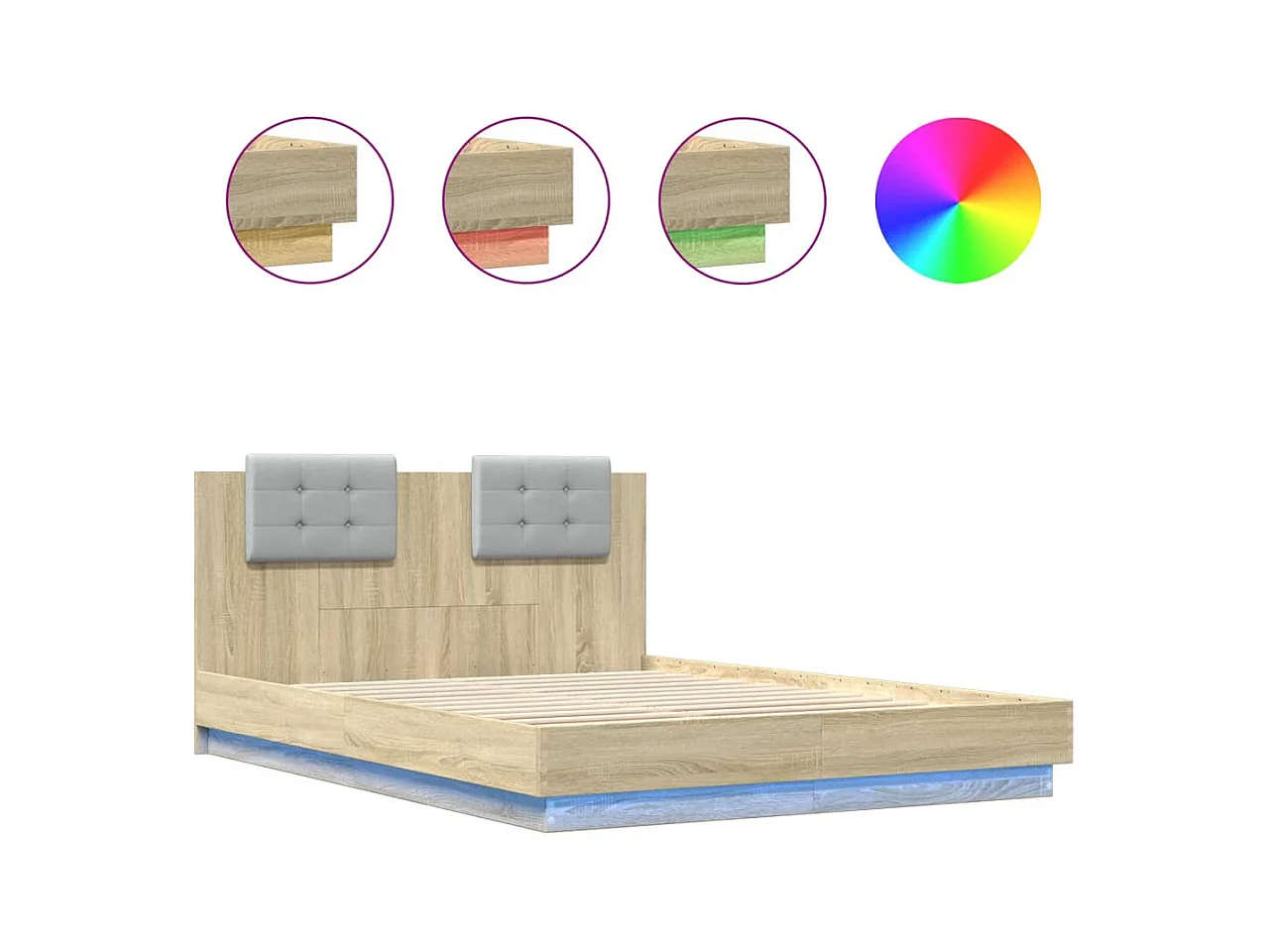 Bedframe met LED zonder matras Sonoma eiken 140x200 cm