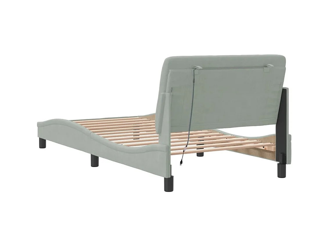 Struttura letto con LED senza materasso grigio chiaro 100x200cm velluto