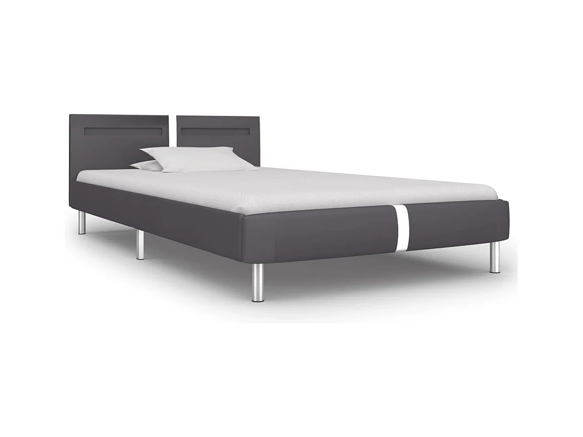 Bedframe met LED zonder matras grijs kunstleer 90x200 cm
