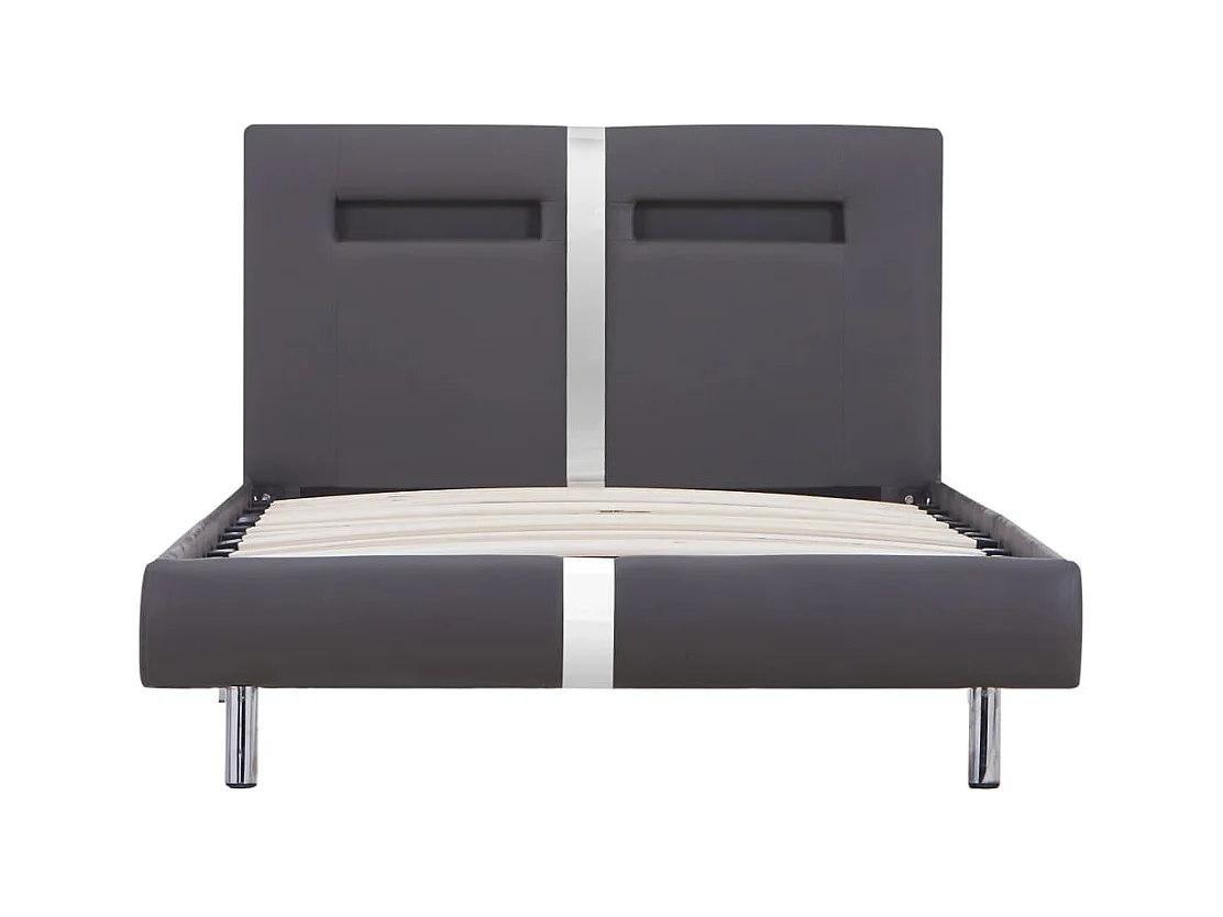 Bedframe met LED zonder matras grijs kunstleer 90x200 cm