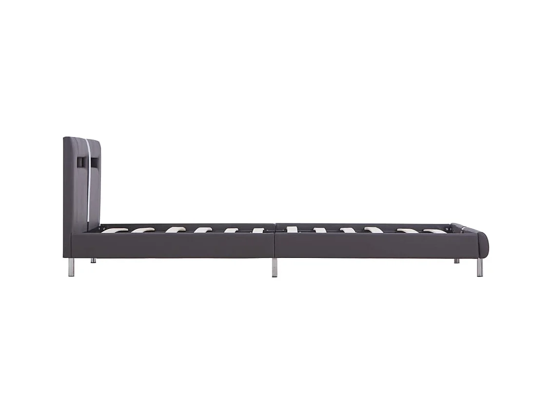 Bedframe met LED zonder matras grijs kunstleer 90x200 cm
