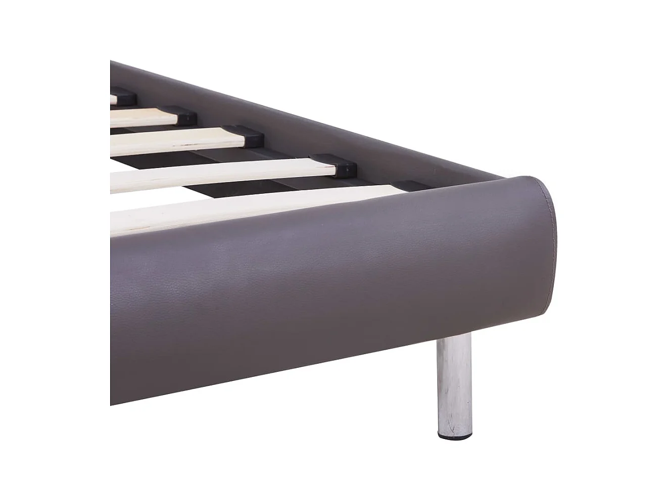 Bedframe met LED zonder matras grijs kunstleer 90x200 cm
