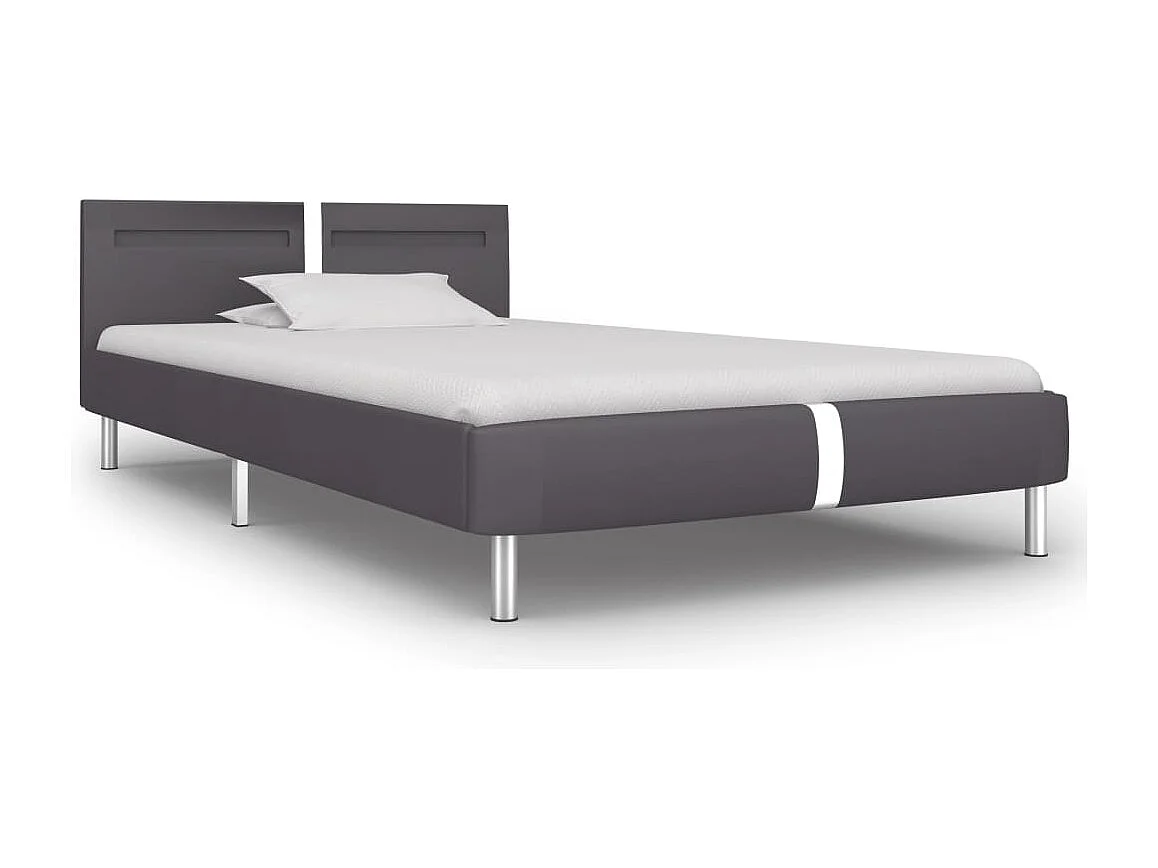Cadre de lit avec LED sans matelas gris similicuir 90x200 cm