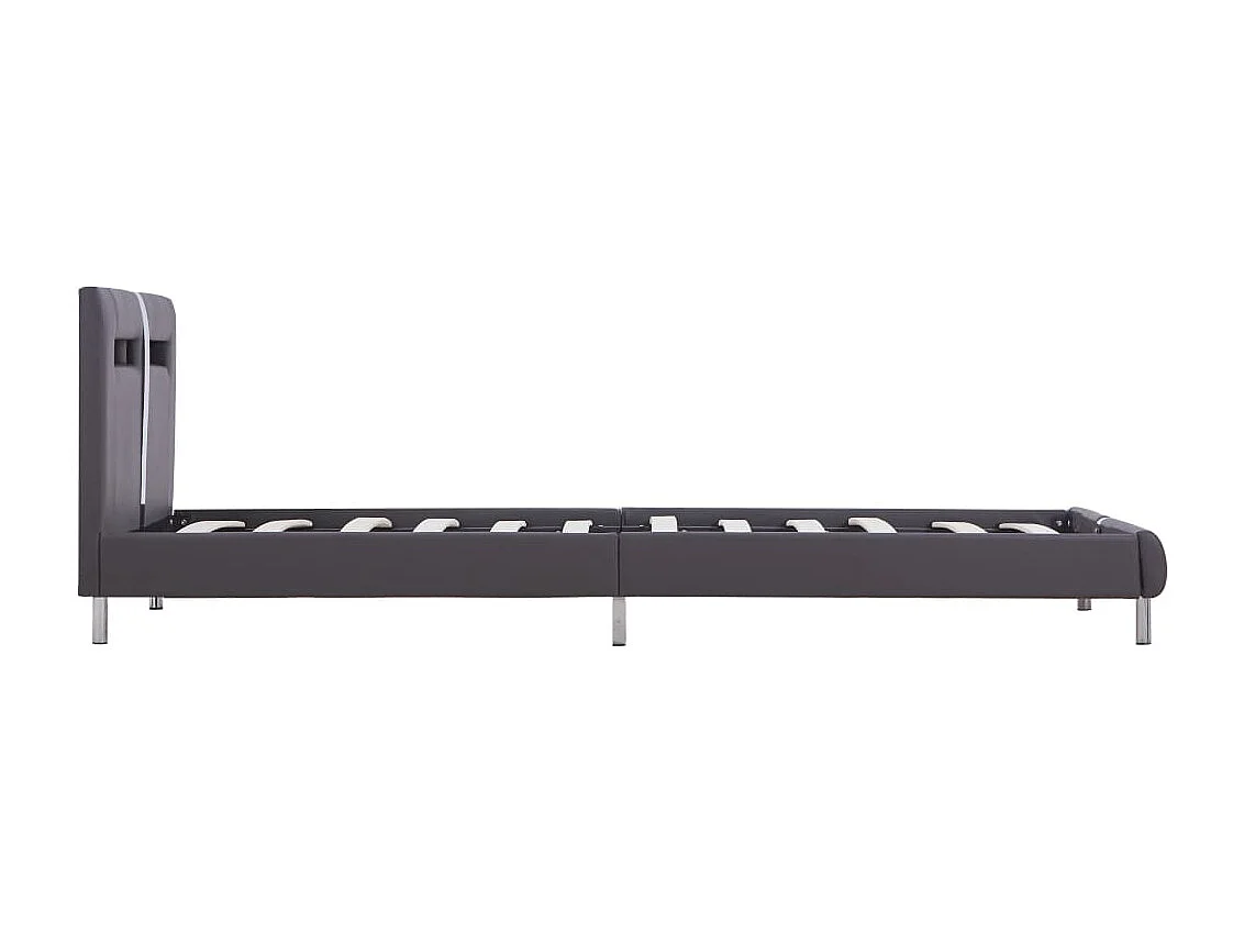 Cadre de lit avec LED sans matelas gris similicuir 90x200 cm