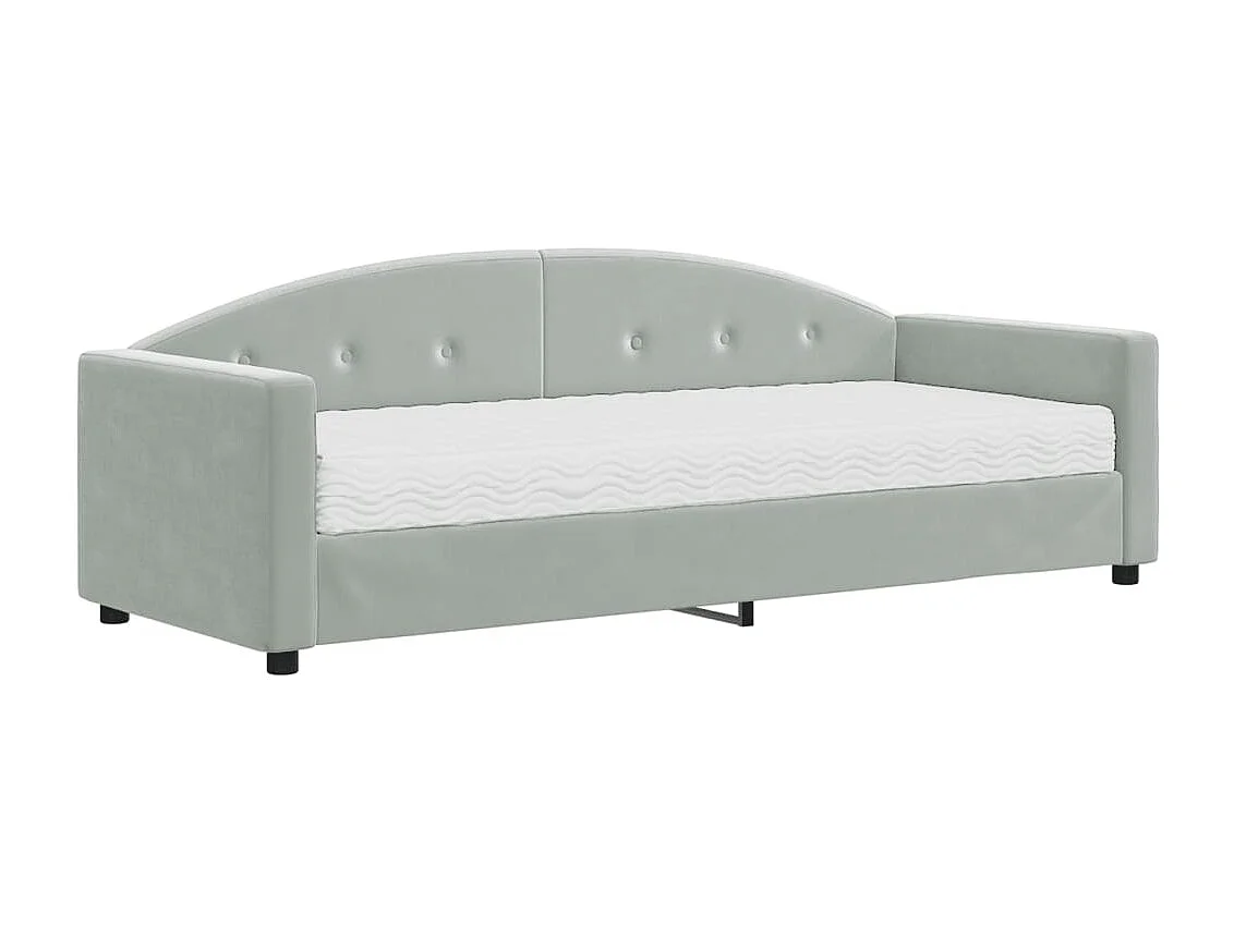 Lit de jour avec matelas gris clair 80x200 cm velours