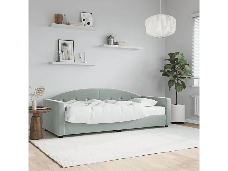 Lit de jour avec matelas gris clair 80x200 cm velours