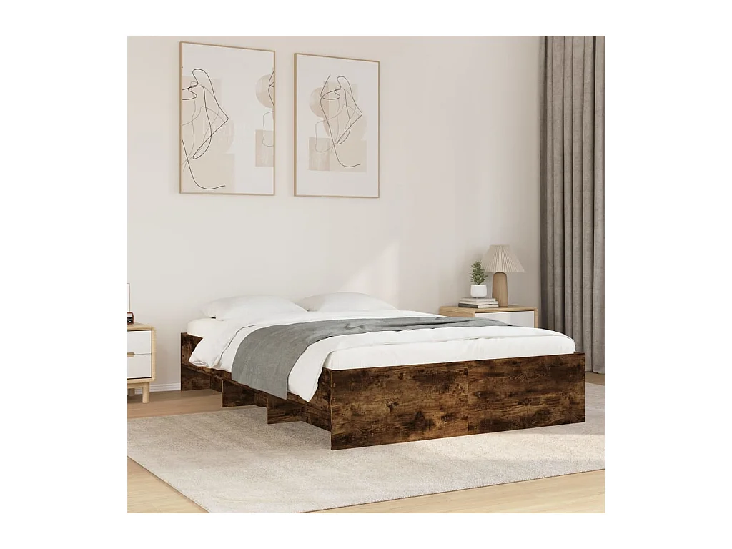 Bettgestell ohne Matratze Räuchereiche 140x190 cm Holzwerkstoff