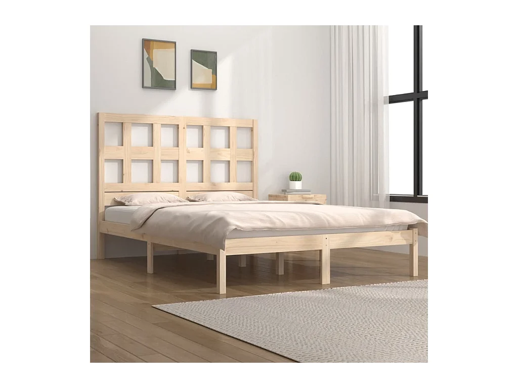Cadre de lit sans matelas 200x200 cm bois massif de pin