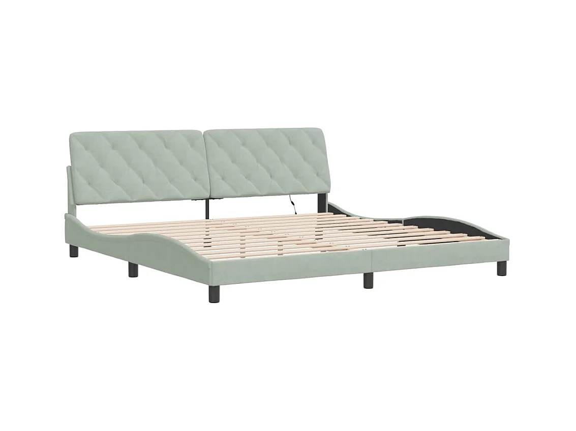 Struttura letto con luci LED grigio chiaro 200x200 cm velluto