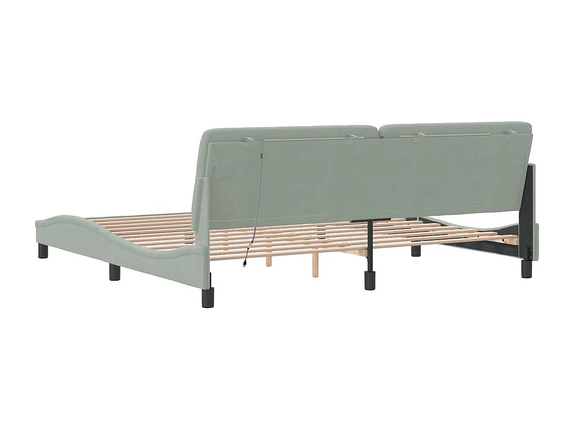 Cadre de lit avec lumières LED gris clair 200x200 cm velours