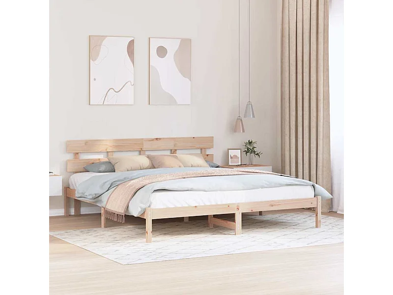 Bruin bedframe 180 x 200 cm massief grenenhout
