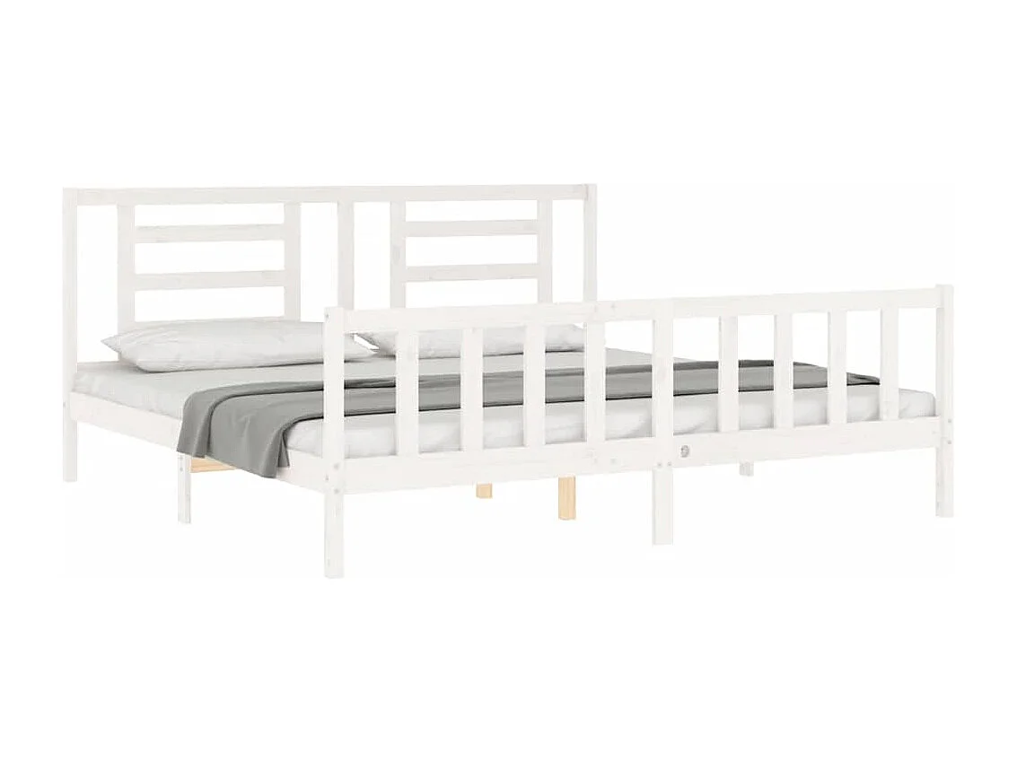 Cadre de lit sans matelas blanc 200x200 cm bois massif de pin