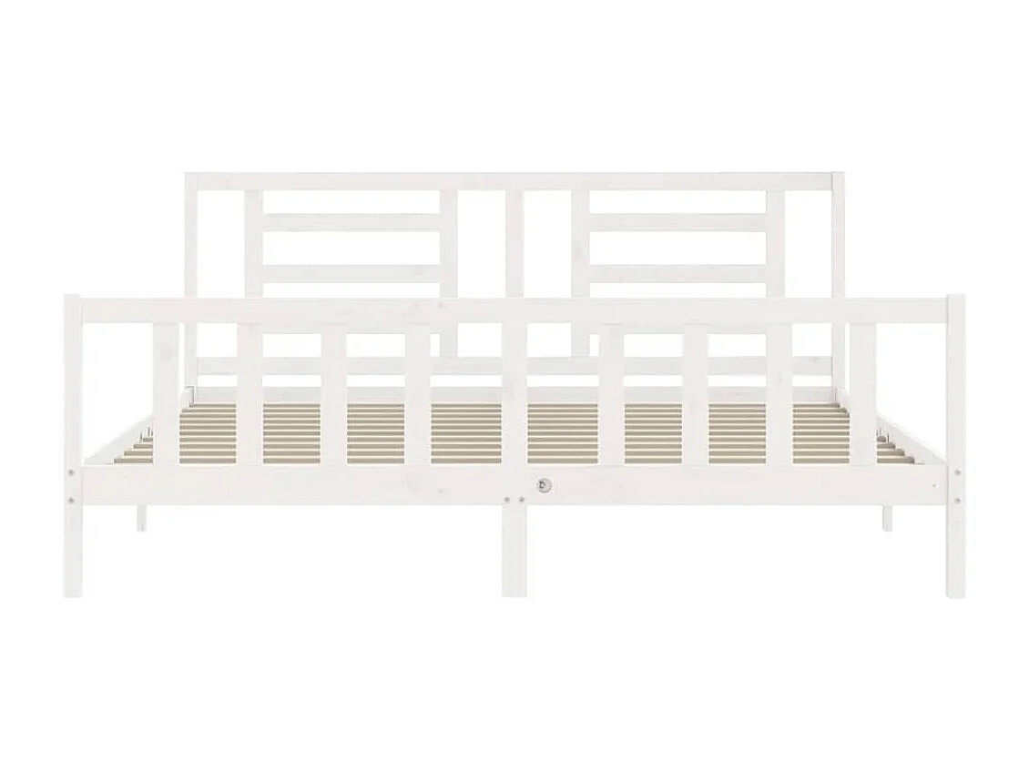 Cadre de lit sans matelas blanc 200x200 cm bois massif de pin